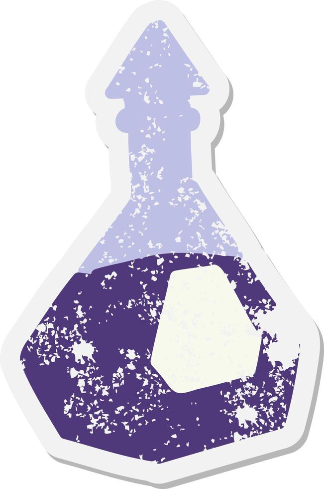 magic potion in fancy bottle grunge sticker vector