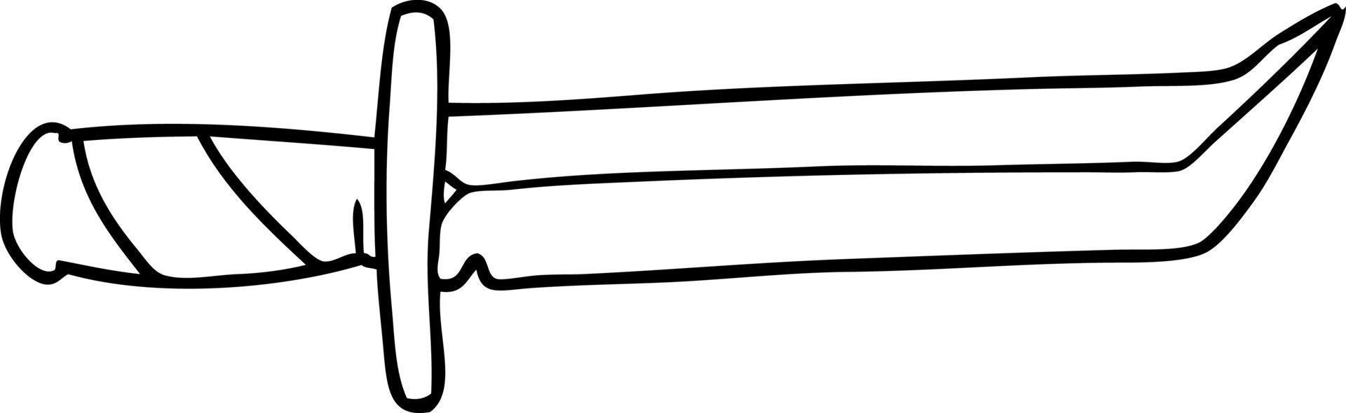 garabato de dibujo lineal de una daga corta vector