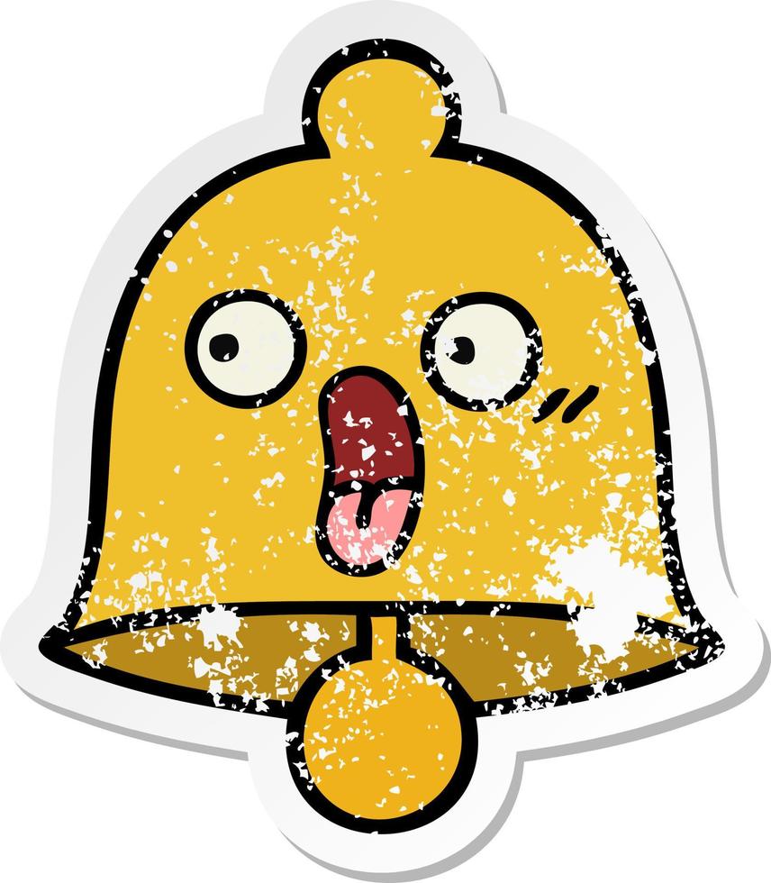 distressed sticker of a cute cartoon bell vector