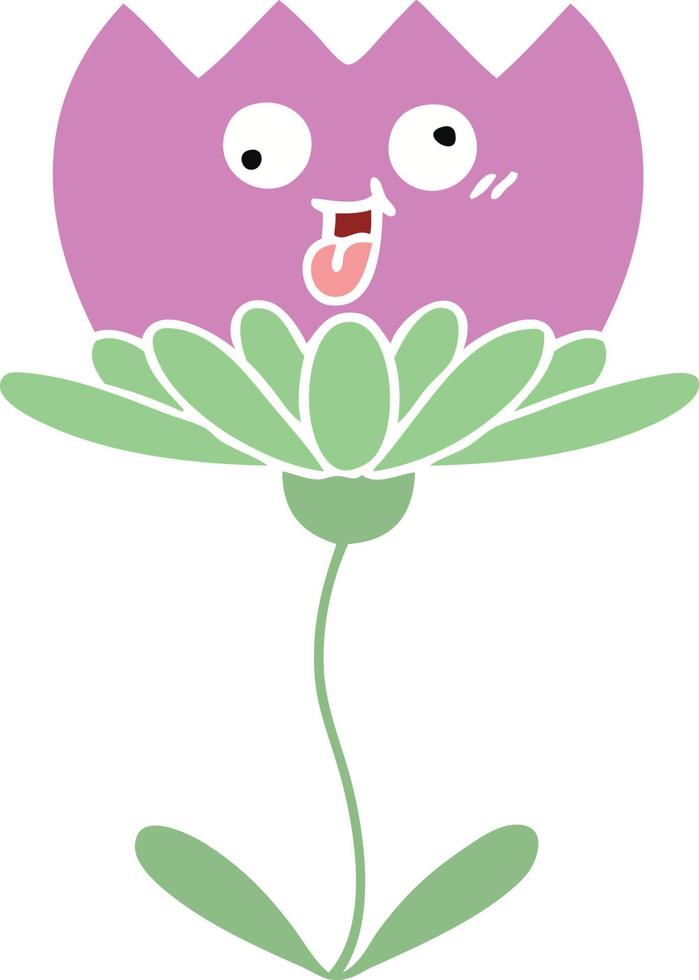 flat color retro cartoon flower vector