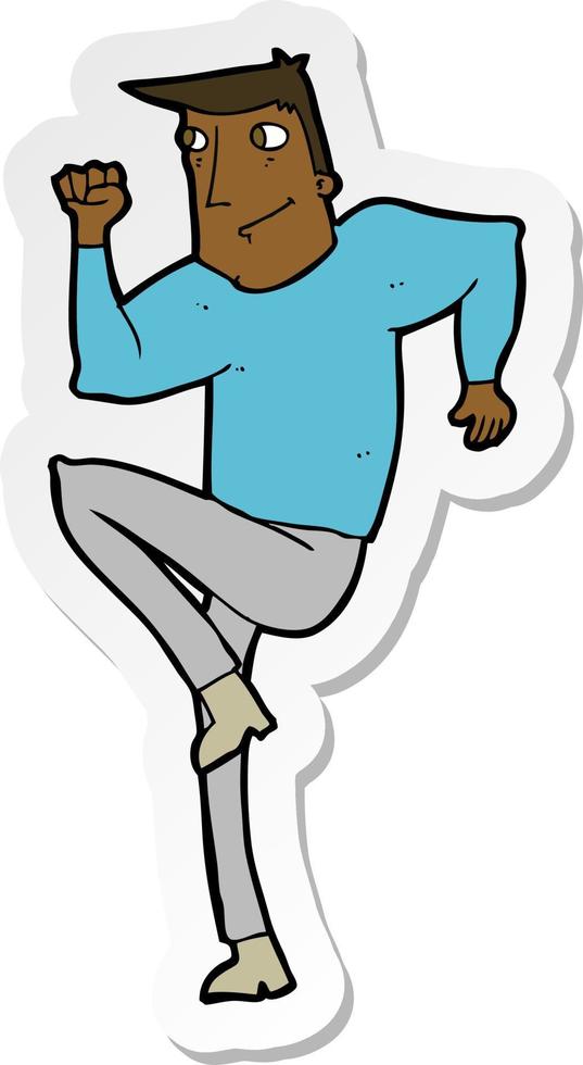 sticker of a cartoon man jogging on spot vector