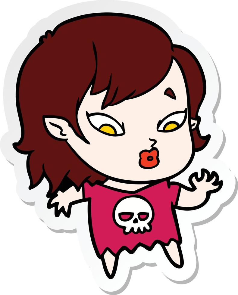 sticker of a cute cartoon vampire girl vector