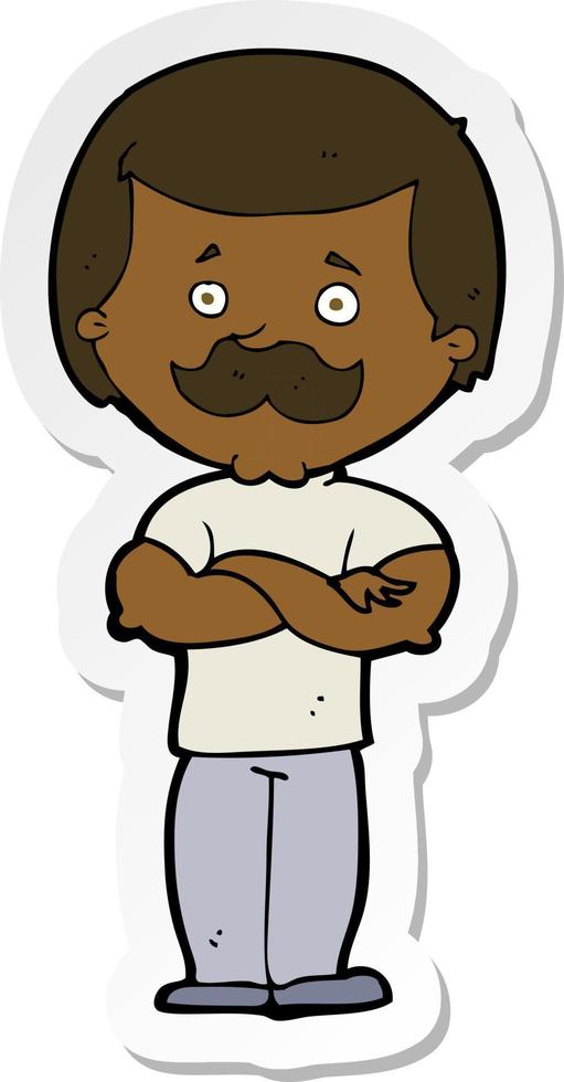 sticker of a cartoon manly mustache man vector