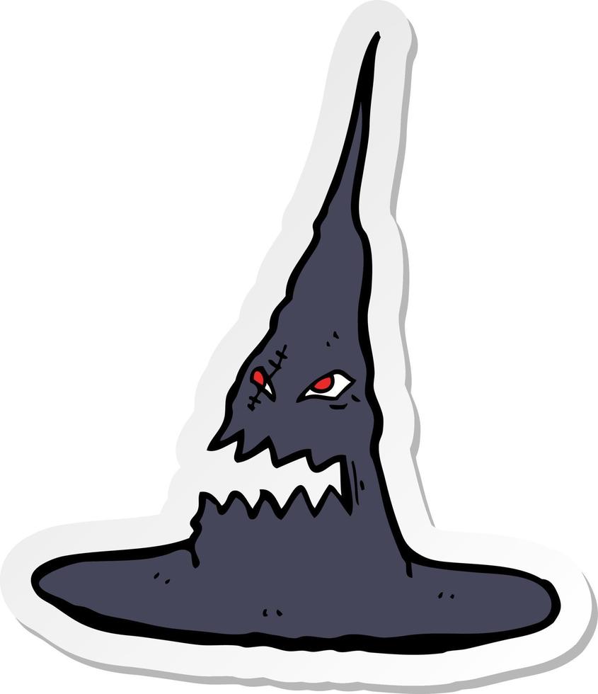 sticker of a cartoon spooky witches hat vector