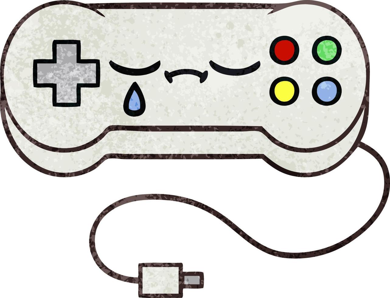 retro grunge texture cartoon game controller vector