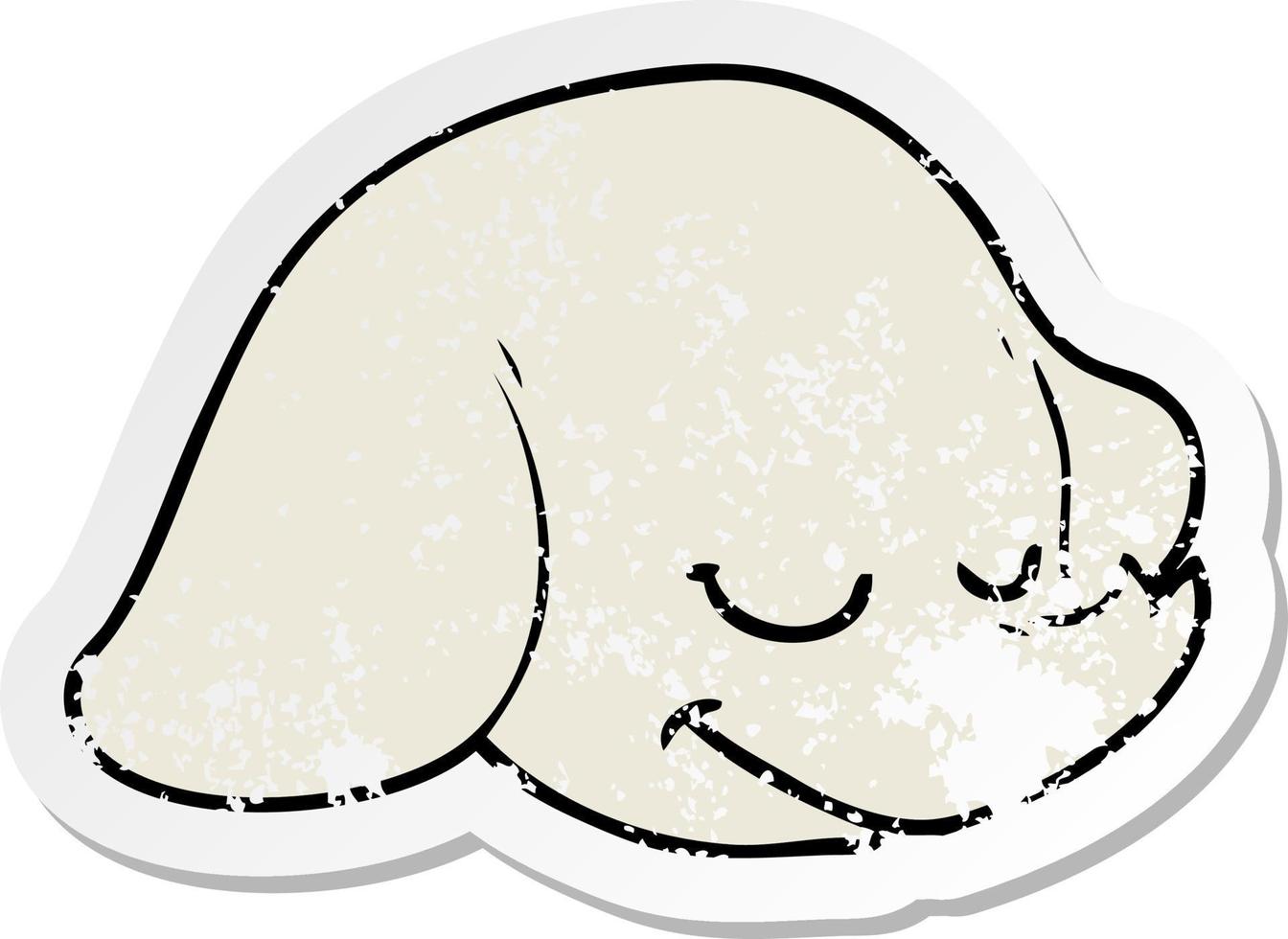 distressed sticker of a cartoon elephant face vector