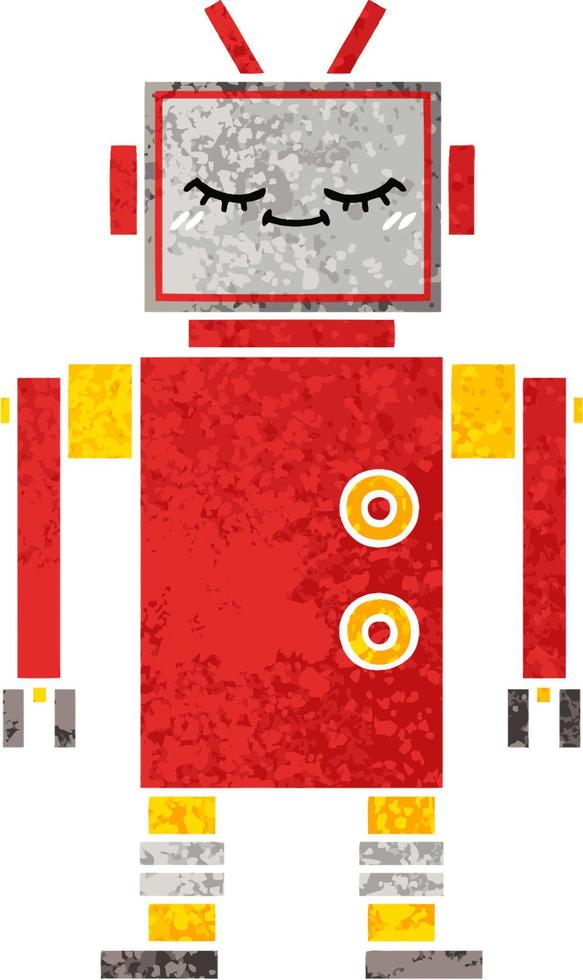 retro illustration style cartoon robot vector
