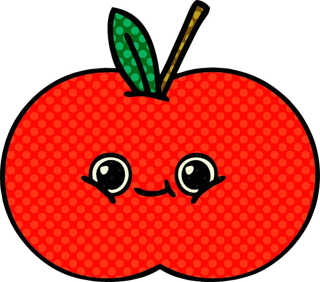 comic book style cartoon red apple vector