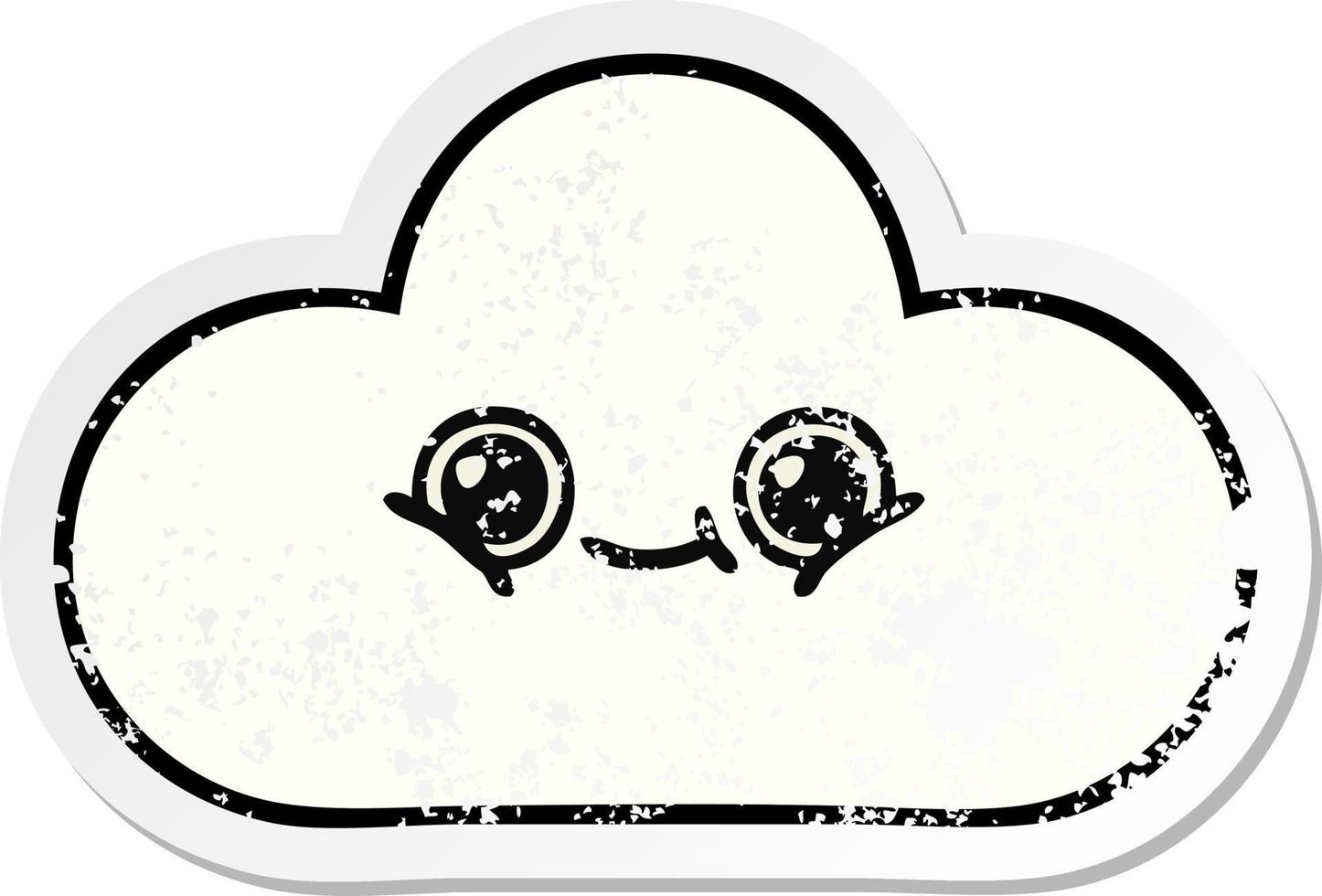 distressed sticker of a cute cartoon cloud vector