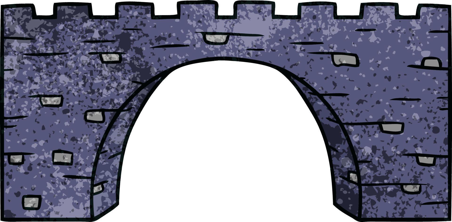 textured cartoon doodle of a stone bridge vector