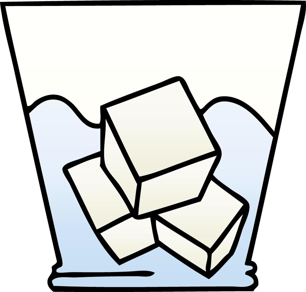 quirky gradient shaded cartoon whisky and ice vector