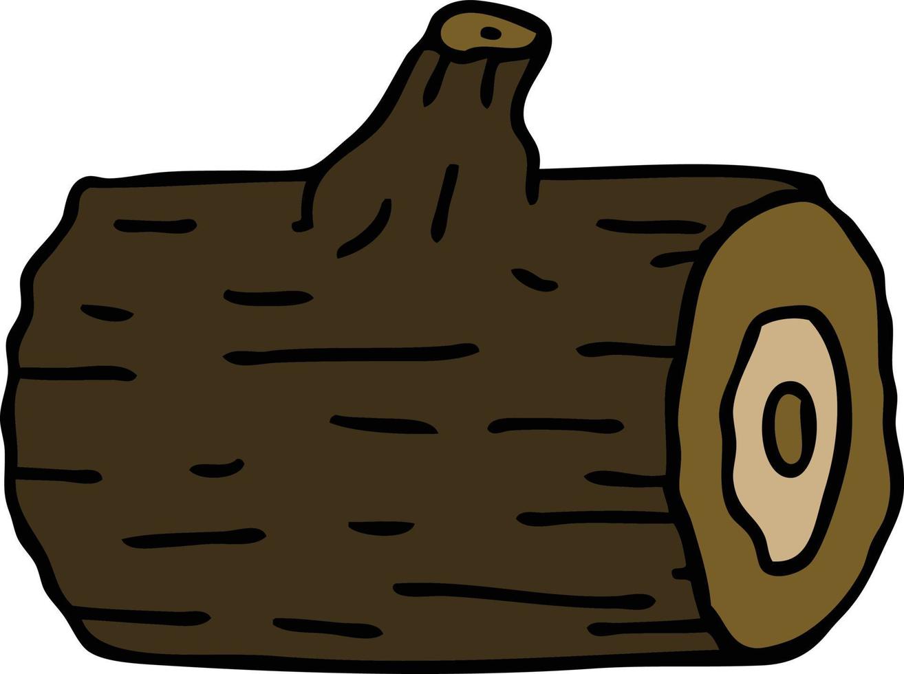 quirky hand drawn cartoon wooden log vector