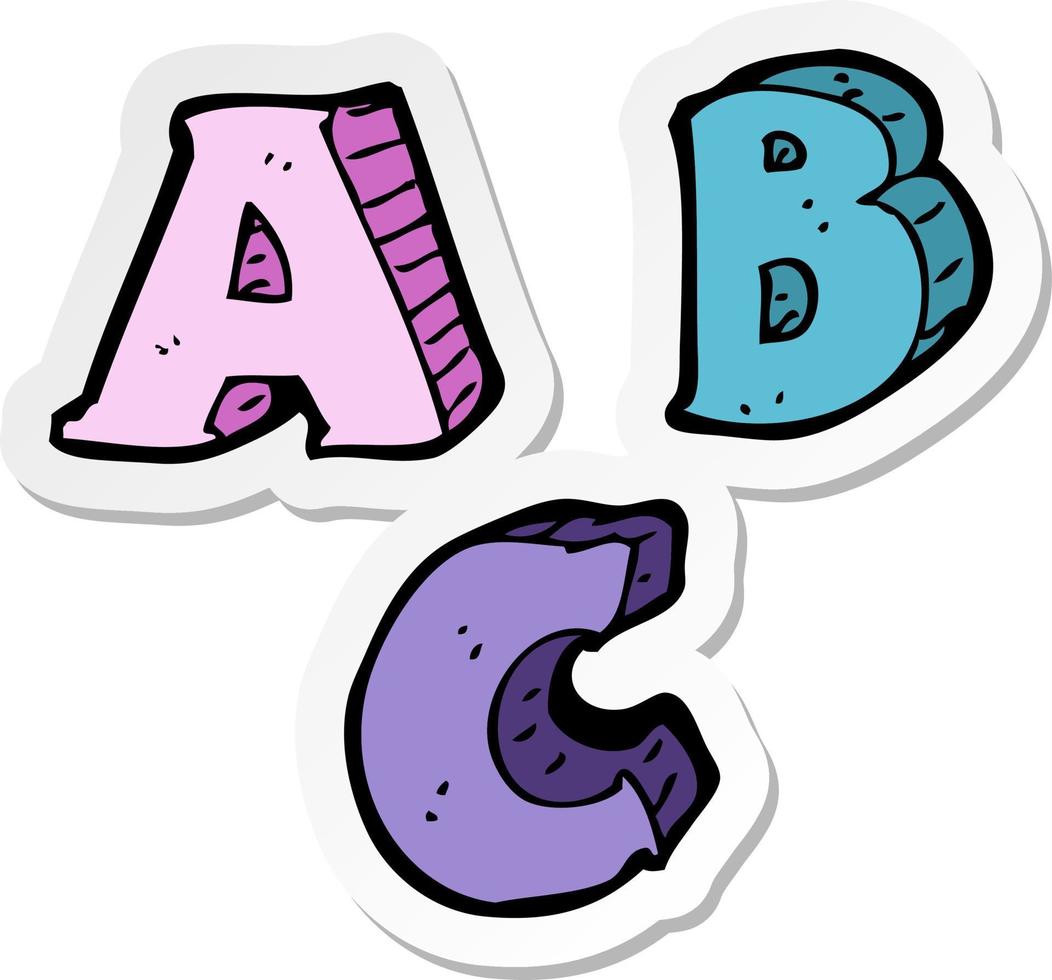 sticker of a cartoon ABC letters vector