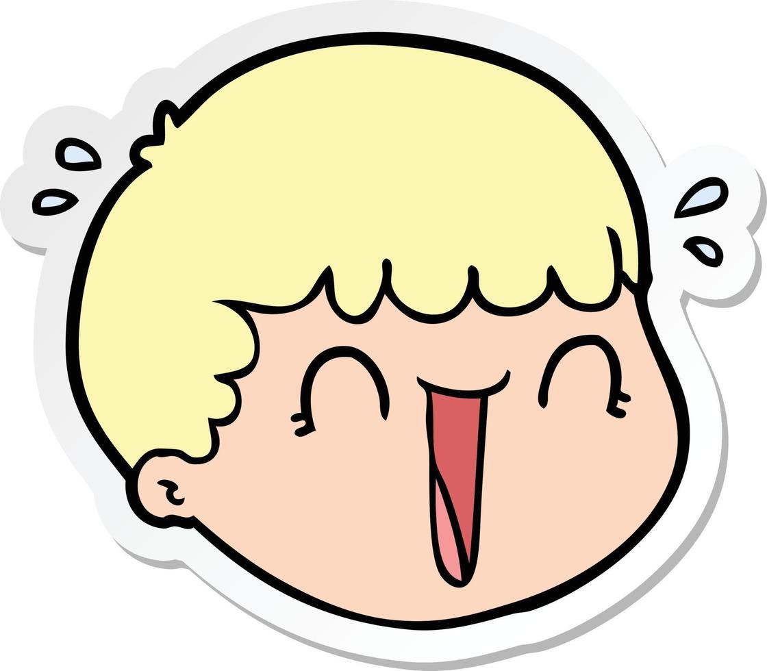 sticker of a cartoon male face vector