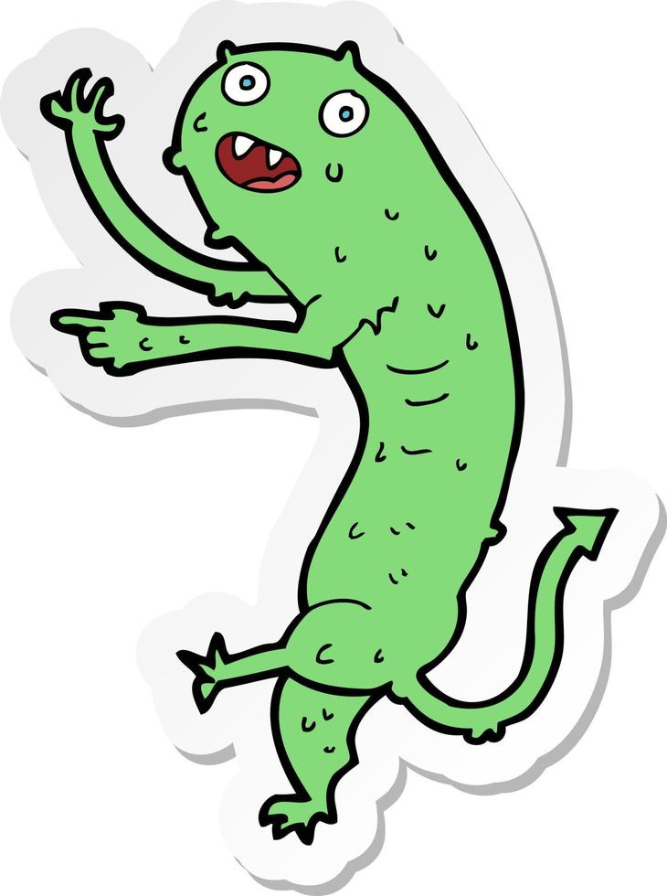 sticker of a cartoon gross little monster vector