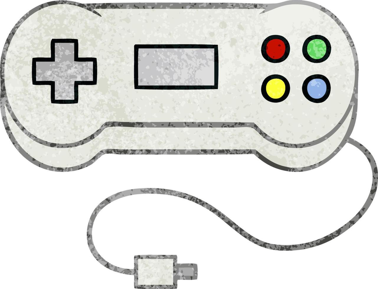 controlador de juego de dibujos animados de textura grunge retro vector