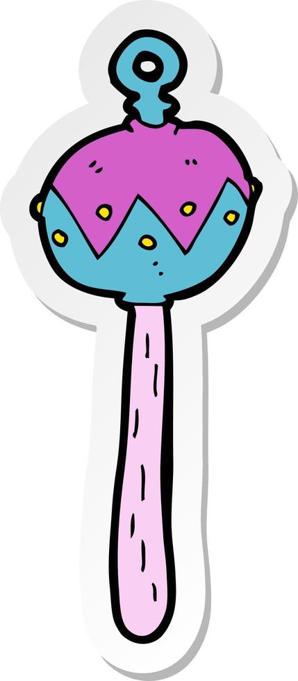 sticker of a cartoon old rattle vector