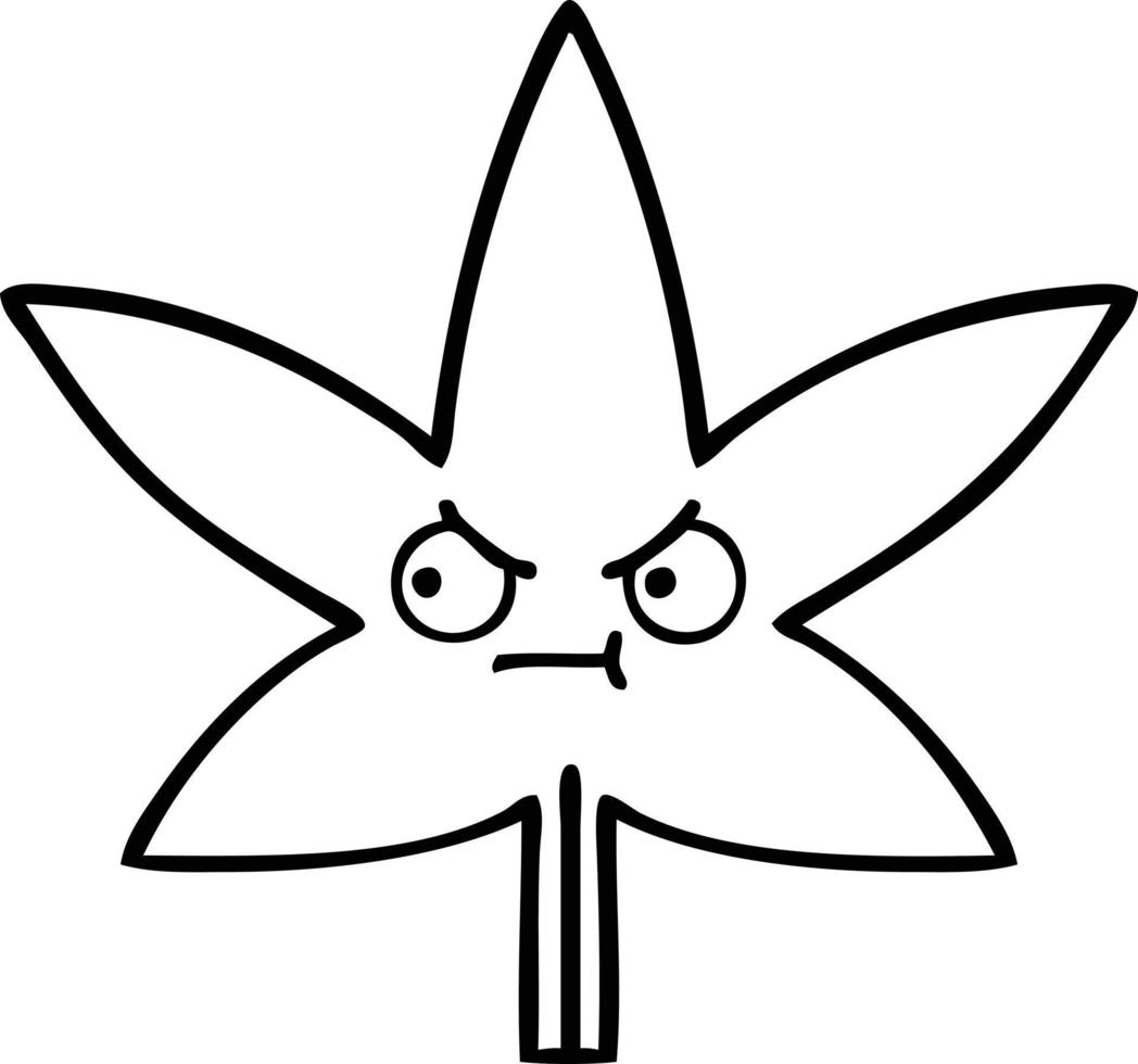 line drawing cartoon marijuana leaf vector