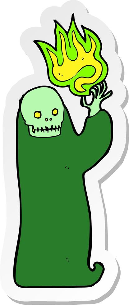 sticker of a cartoon waving halloween ghoul vector