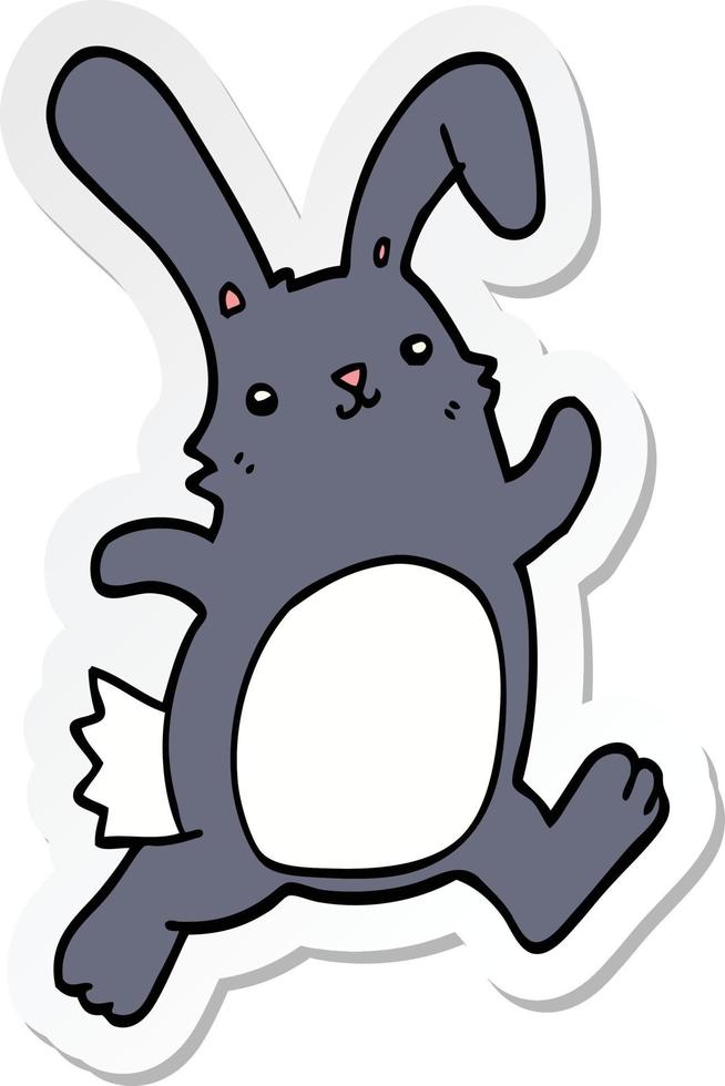 sticker of a cartoon rabbit running vector