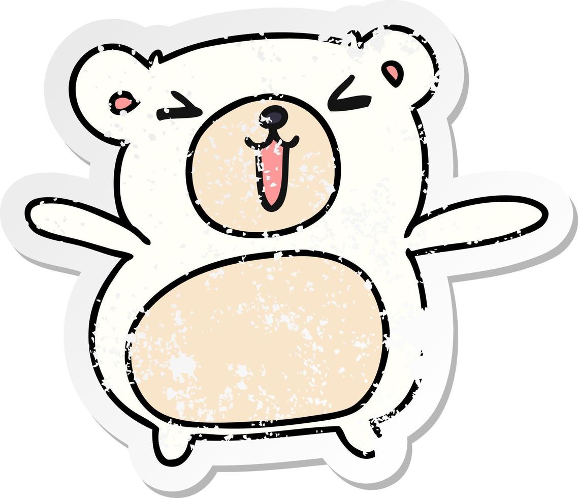 distressed sticker cartoon kawaii cute teddy bear vector