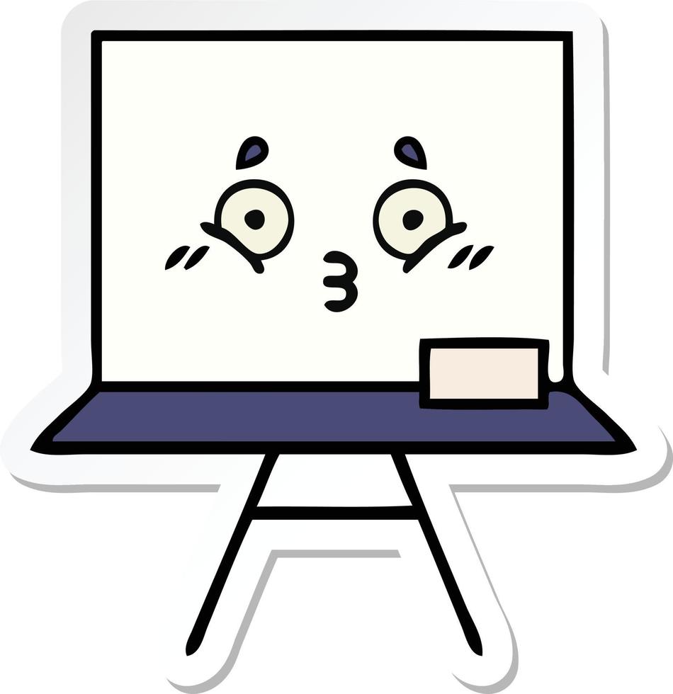sticker of a cute cartoon white board vector