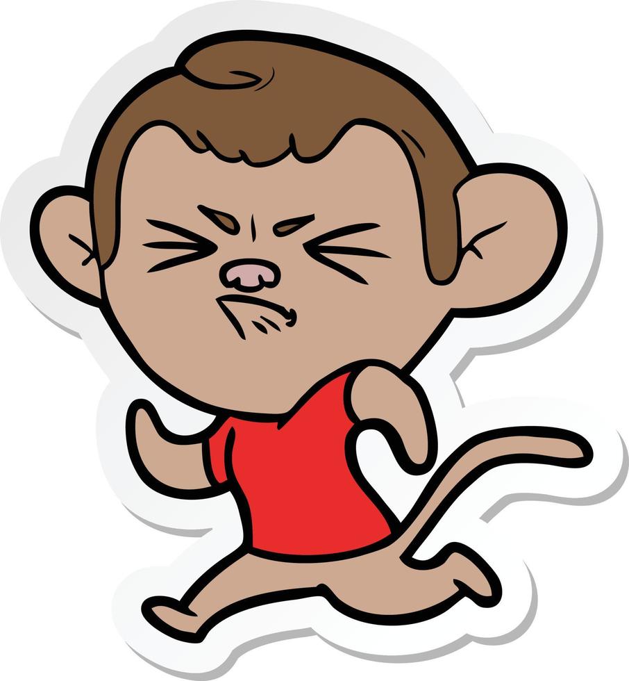 sticker of a cartoon annoyed monkey vector