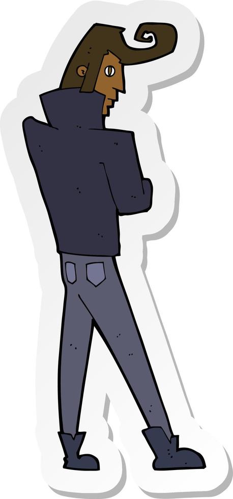 sticker of a cartoon cool guy vector