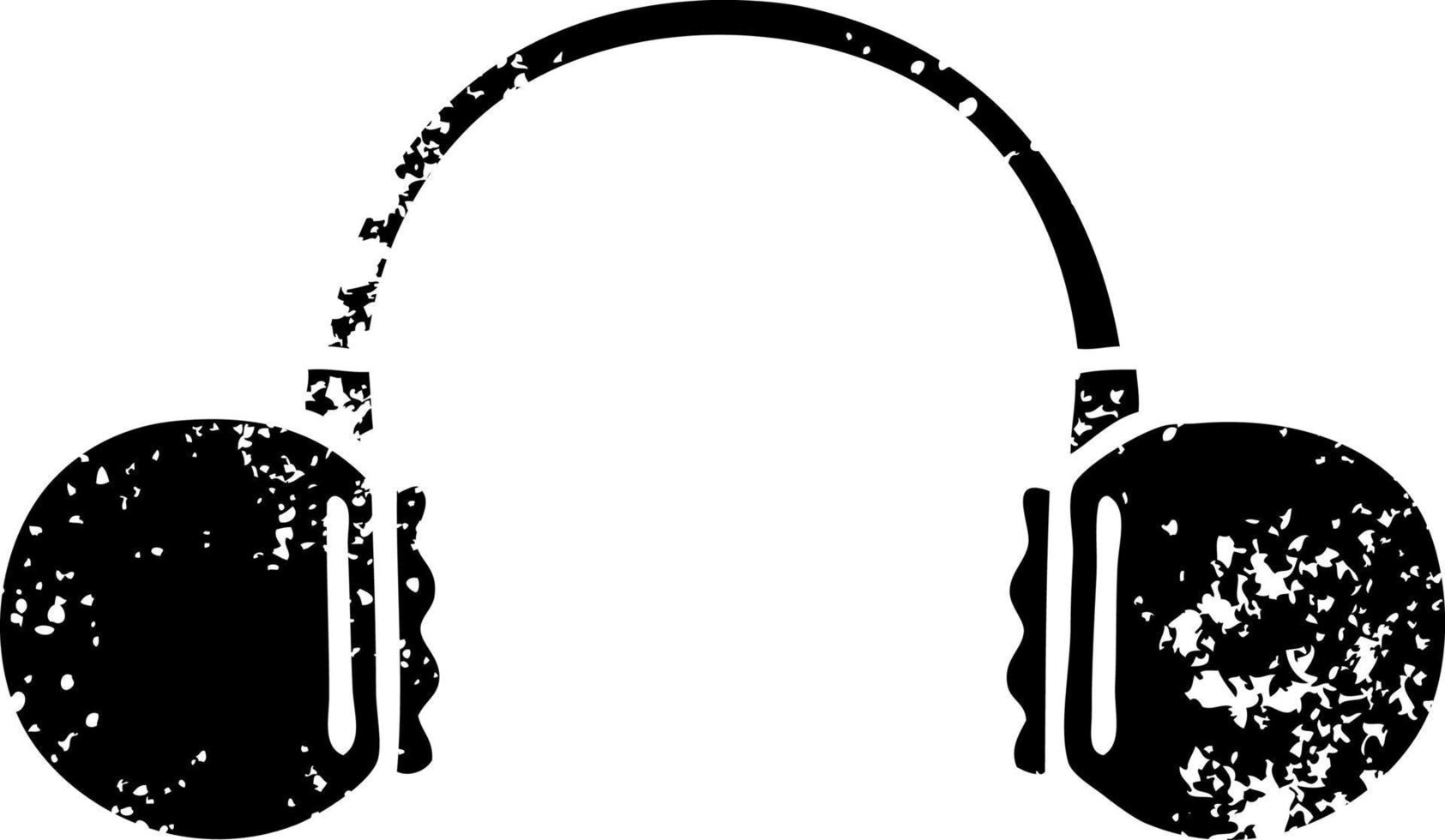 distressed symbol retro headphone vector