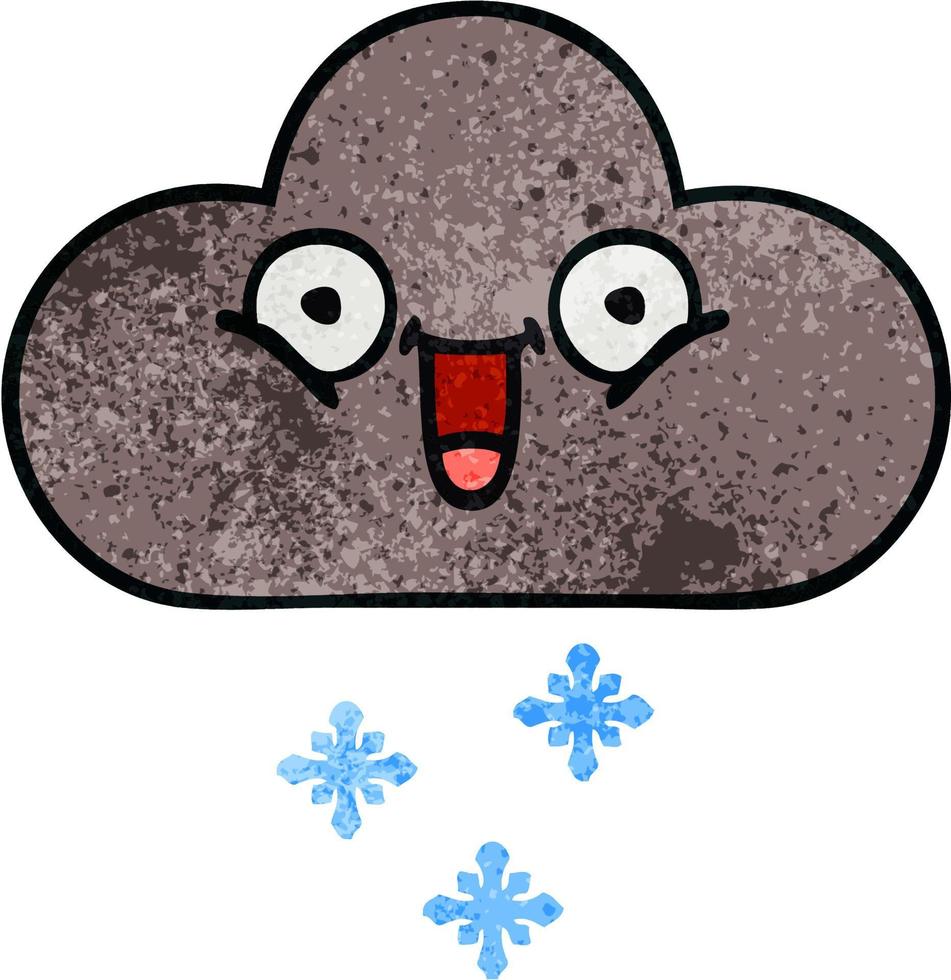 retro grunge texture cartoon storm snow cloud vector