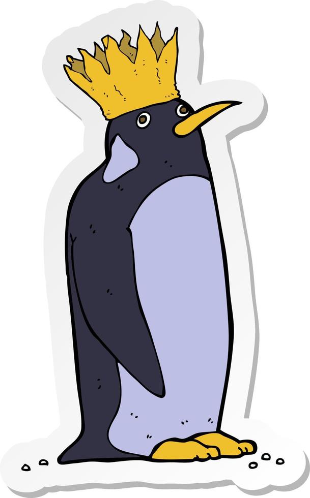 sticker of a cartoon emperor penguin vector
