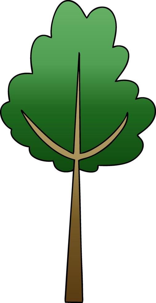 quirky gradient shaded cartoon tree vector