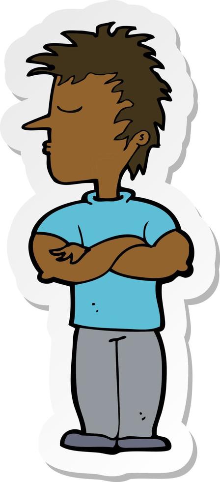 sticker of a cartoon man refusing to listen vector