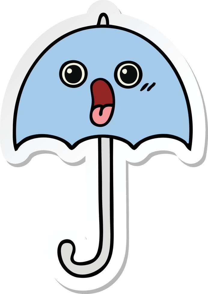 sticker of a cute cartoon umbrella vector