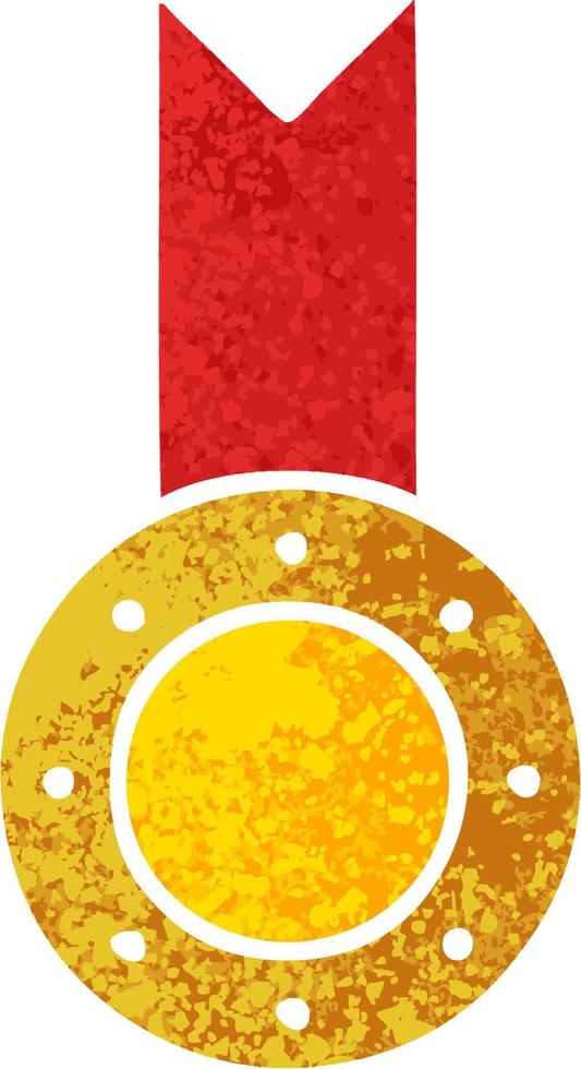 medalla de oro de dibujos animados de estilo de ilustración retro vector