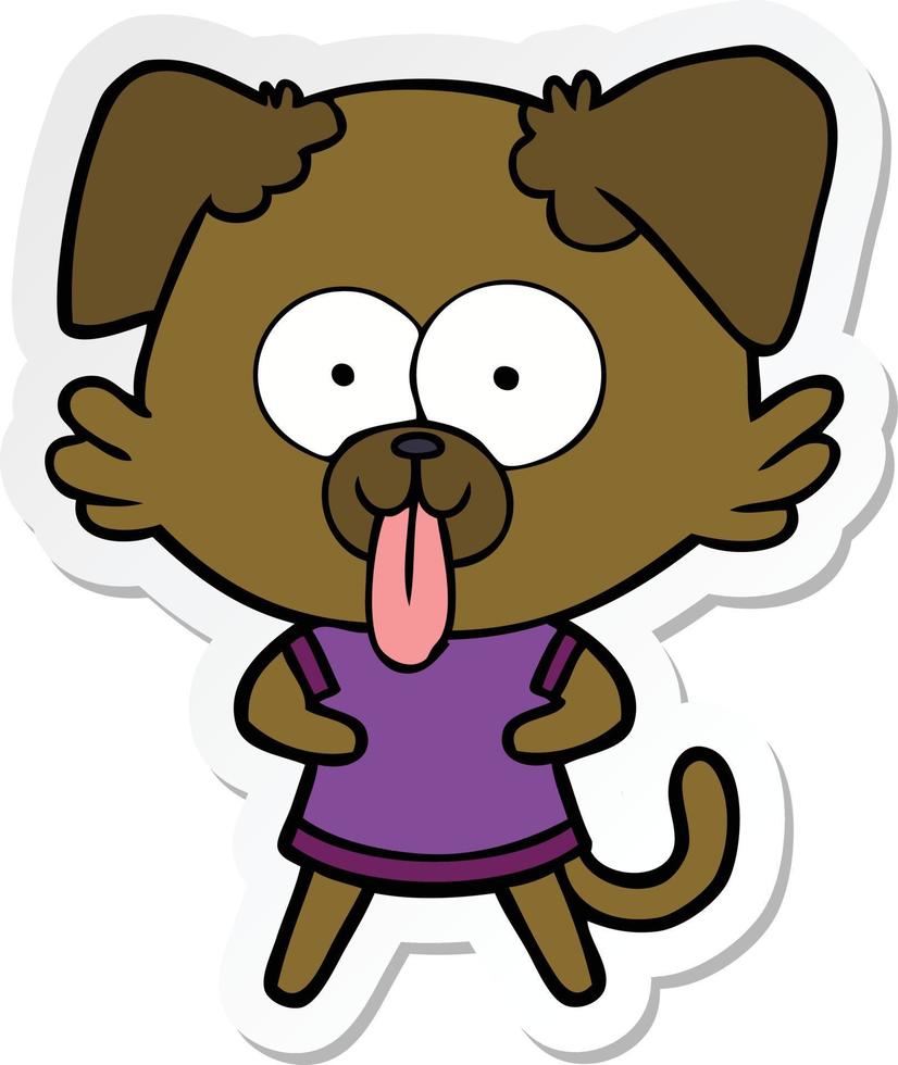 sticker of a cartoon dog with tongue sticking out vector