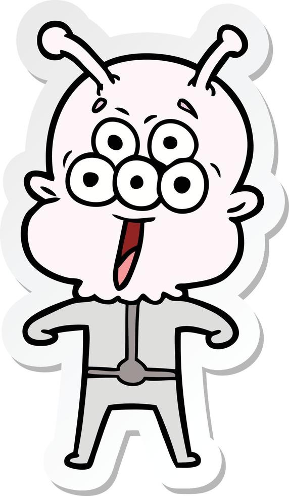 sticker of a happy cartoon alien vector