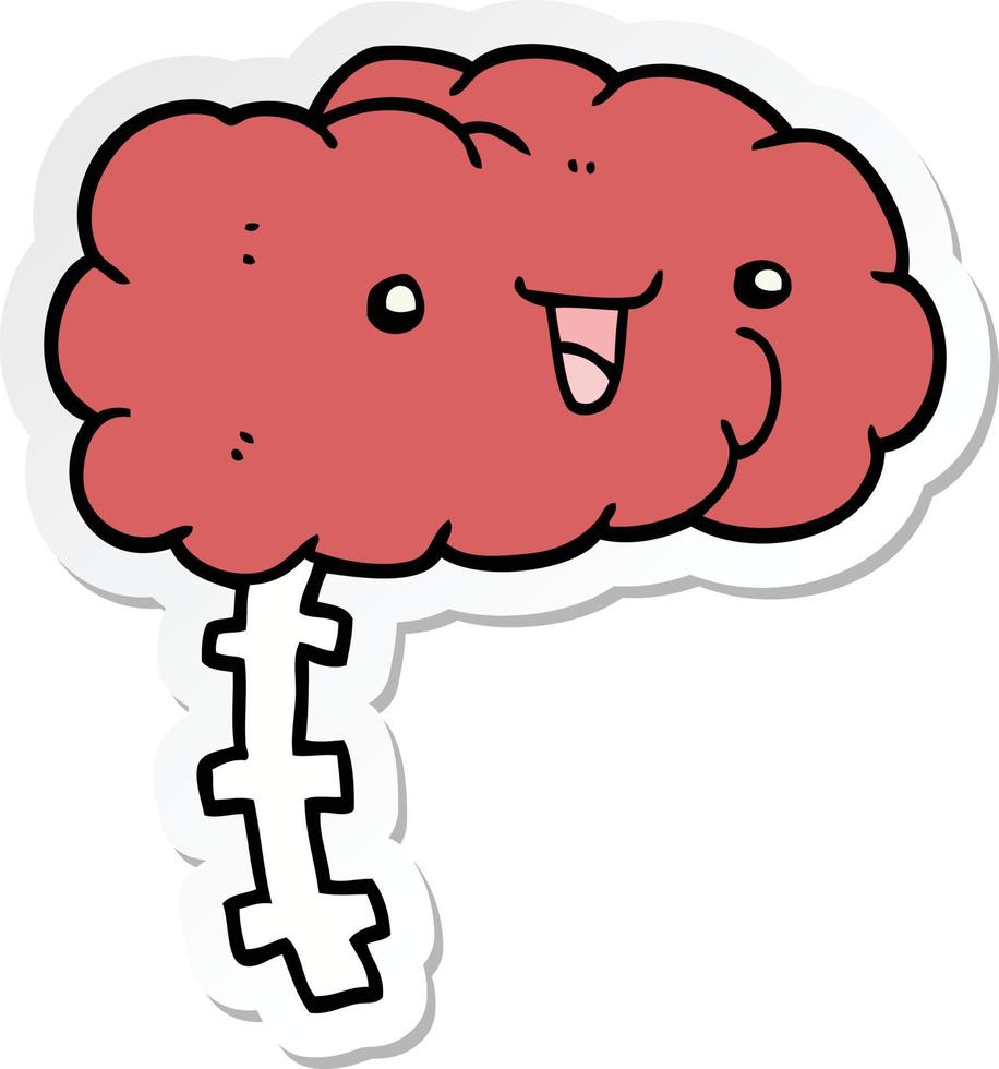 sticker of a happy cartoon brain vector