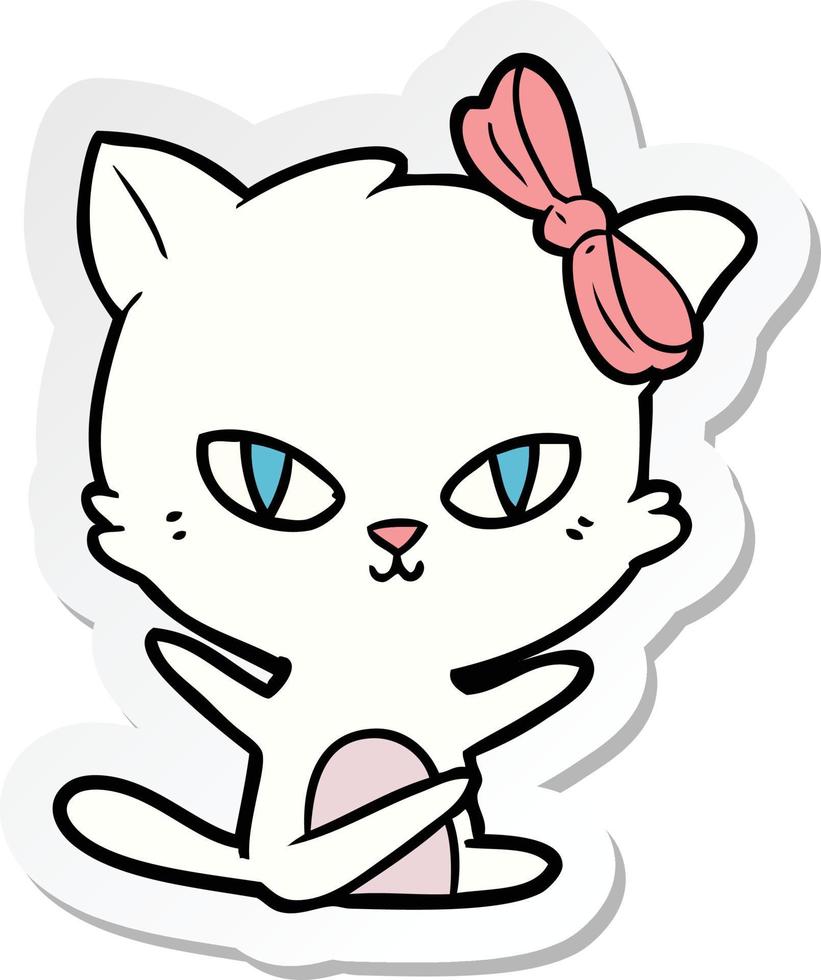 pegatina de un lindo gato de dibujos animados vector