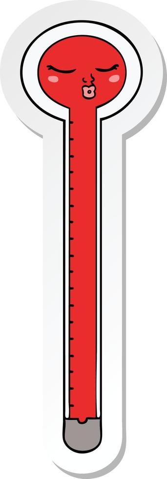 sticker of a cartoon thermometer vector