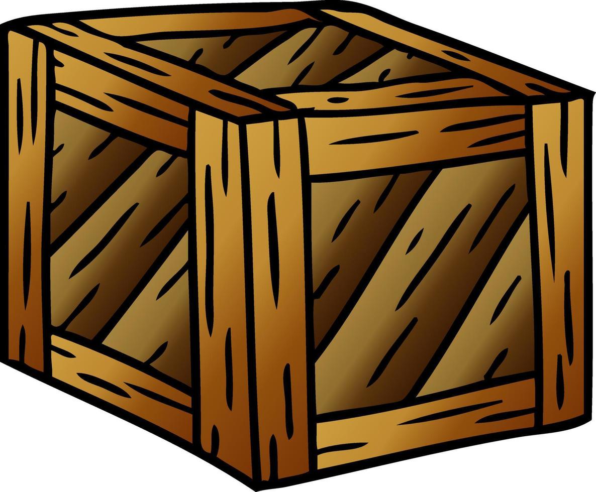 gradient cartoon doodle of a wooden crate vector