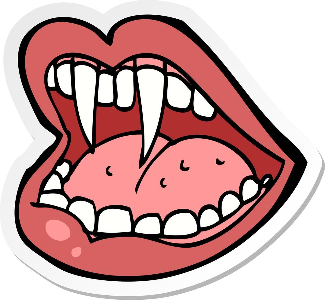 sticker of a cartoon vampire mouth vector