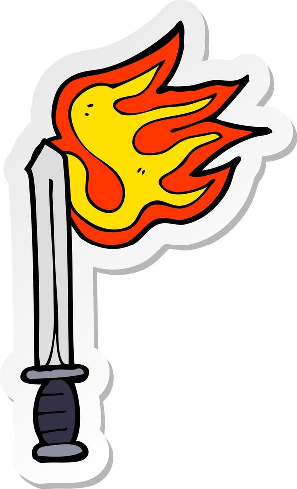 sticker of a cartoon sword vector