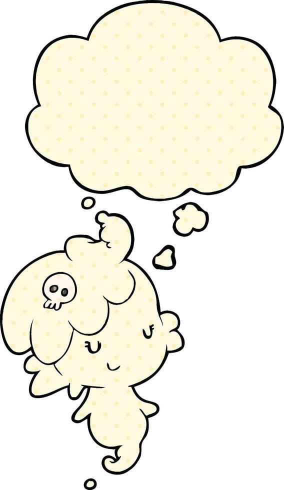 cartoon ghost and thought bubble in comic book style vector