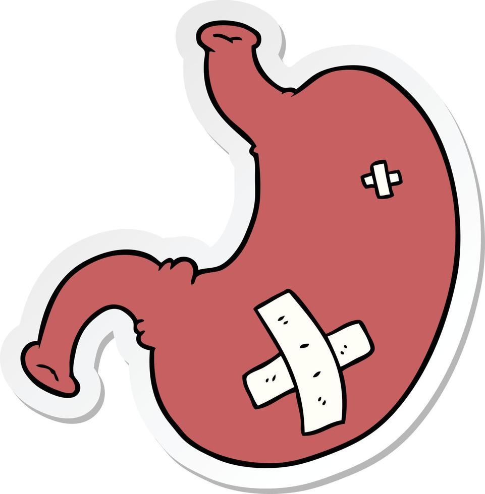 sticker of a cartoon stomach vector