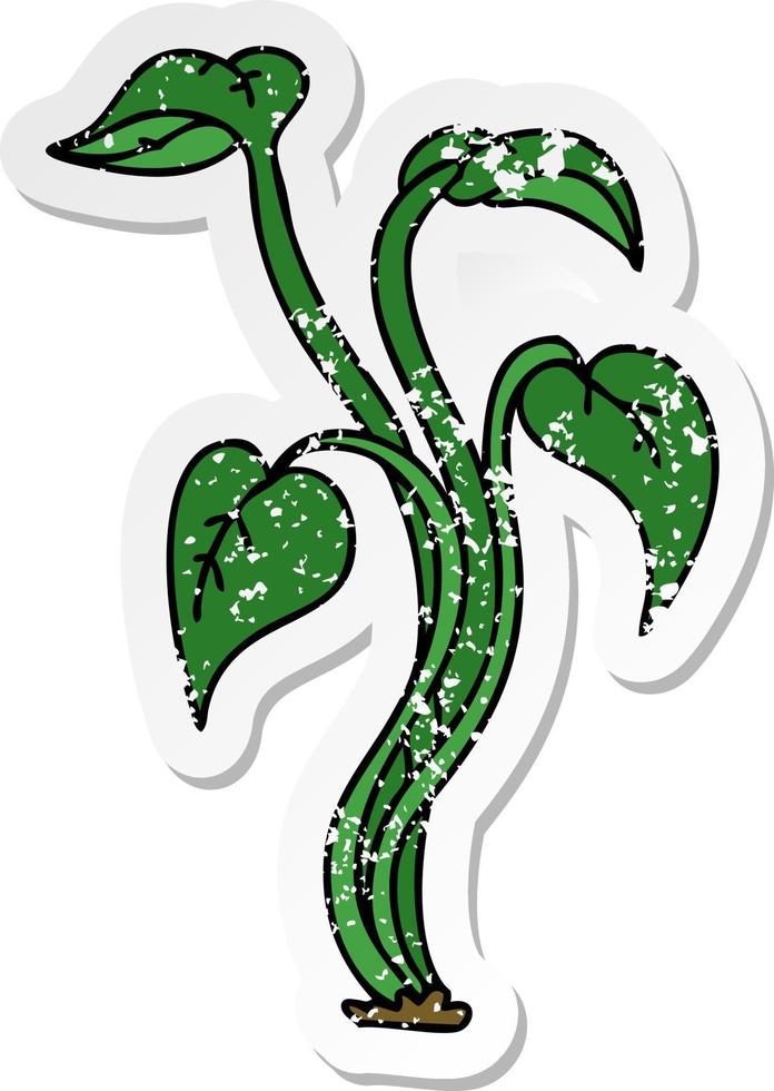 distressed sticker of a quirky hand drawn cartoon plant vector