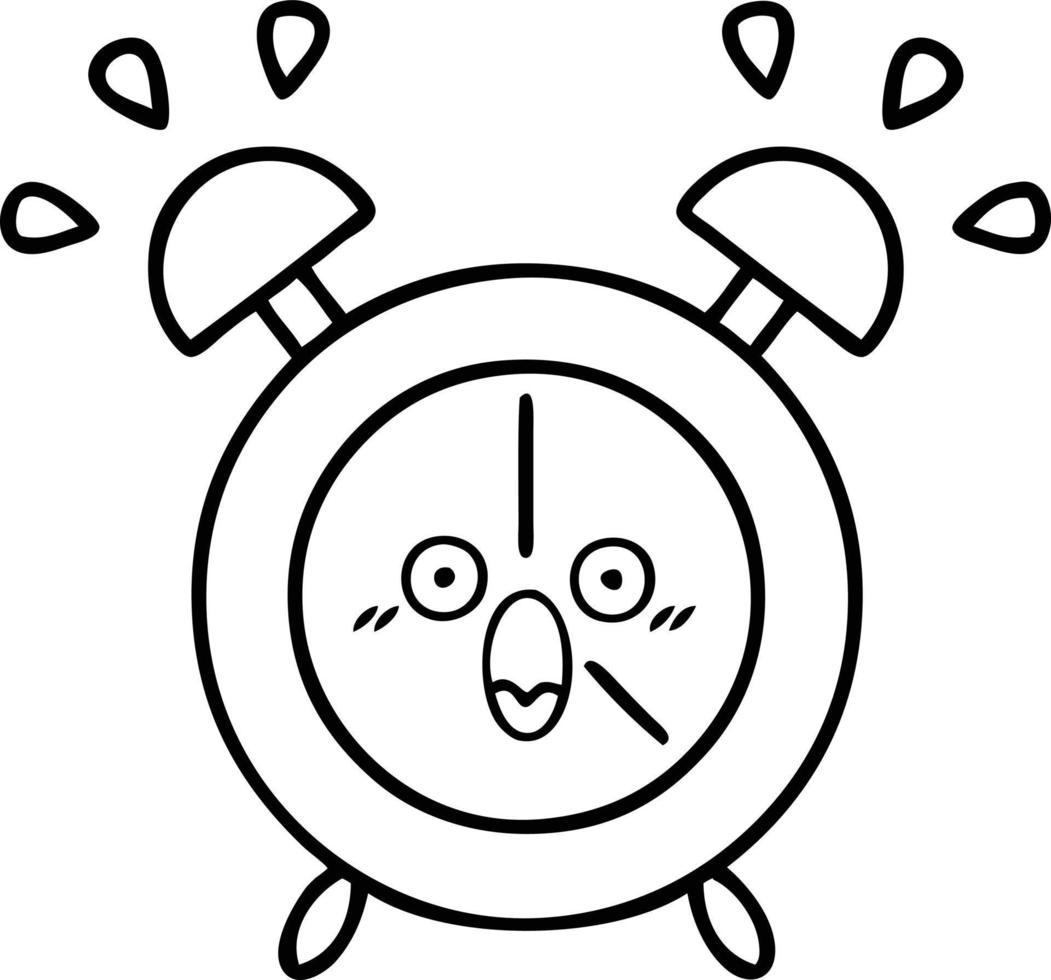 reloj despertador de dibujos animados de dibujo lineal vector