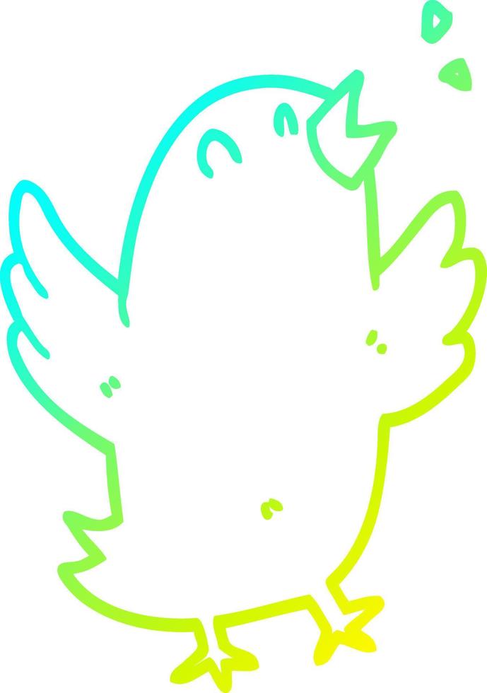 cold gradient line drawing cartoon bird singing vector