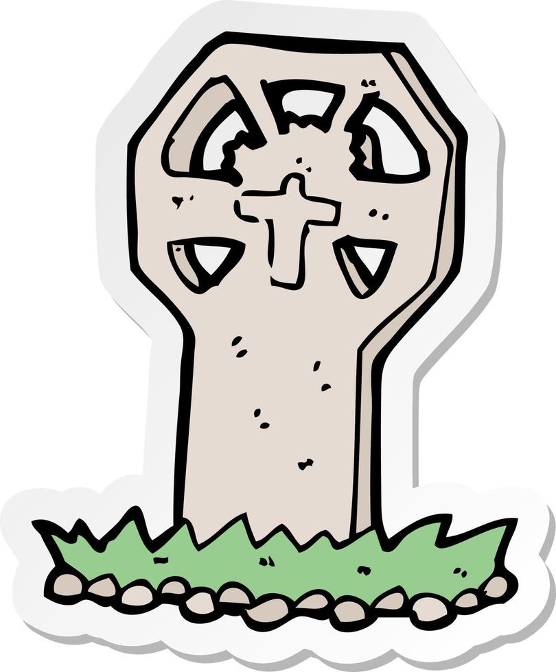 sticker of a cartoon spooky grave vector