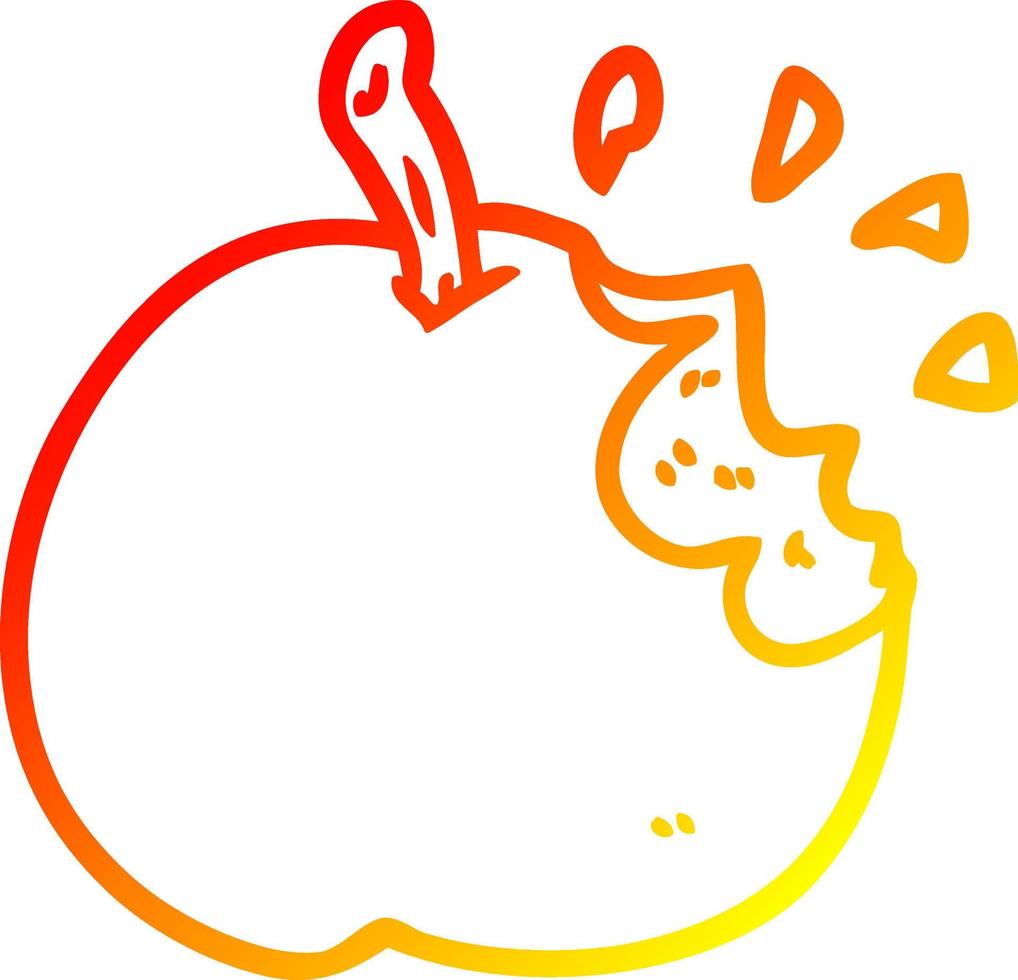 warm gradient line drawing fresh bitten apple vector